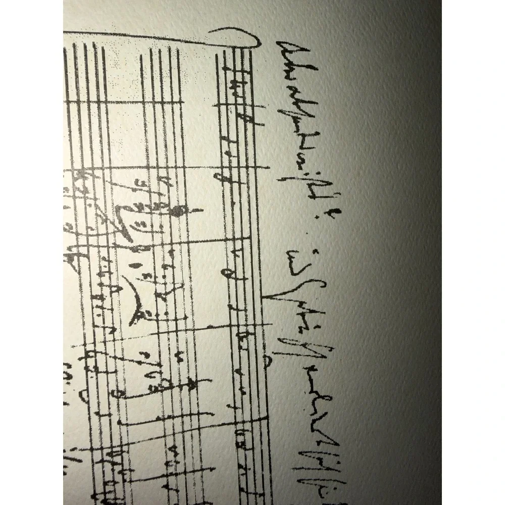 Vintage Framed Handwritten Sheet Music Manuscript Print Brass Frame 12x17